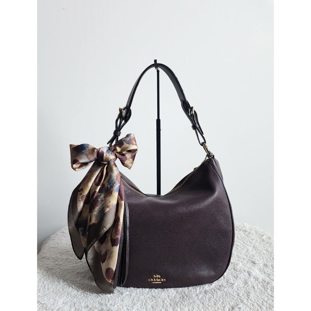 Authentic Coach Sutton Hobo 35593 Oxblood Pebbled Leather